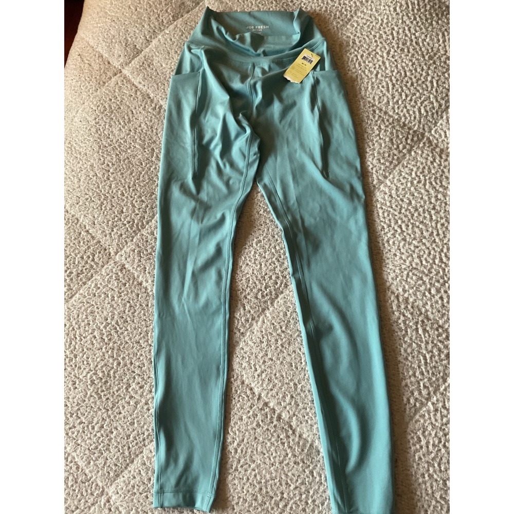 Joe Fresh Active Leggings Womens XS Teal Blue NWT High Waisted Pockets Athletic